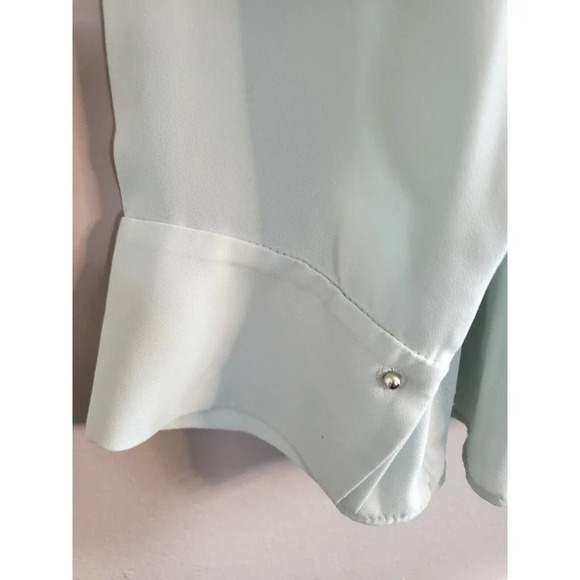 Rachel Roy Blouse Women's L Chiffon Green Pastel  Mint  Button Front Lightweight - Picture 6 of 11